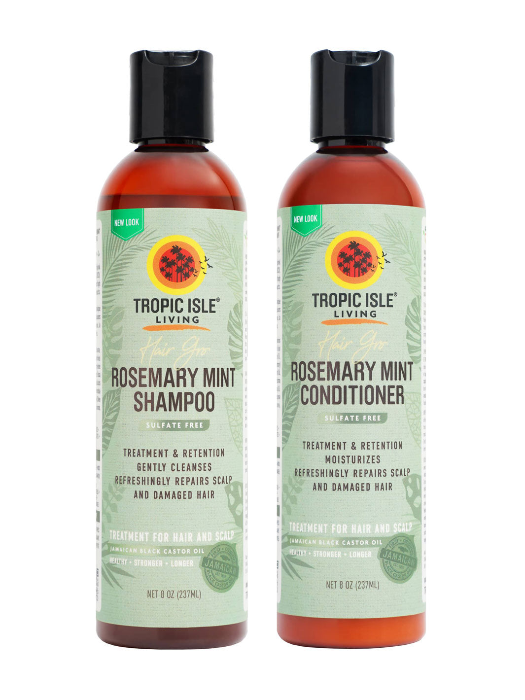 TROPIC ISLE LIVING Jamaican Black Castor Oil Hair Gro Rosemary Mint Cleansing Moisturizing Shampoo (8oz)