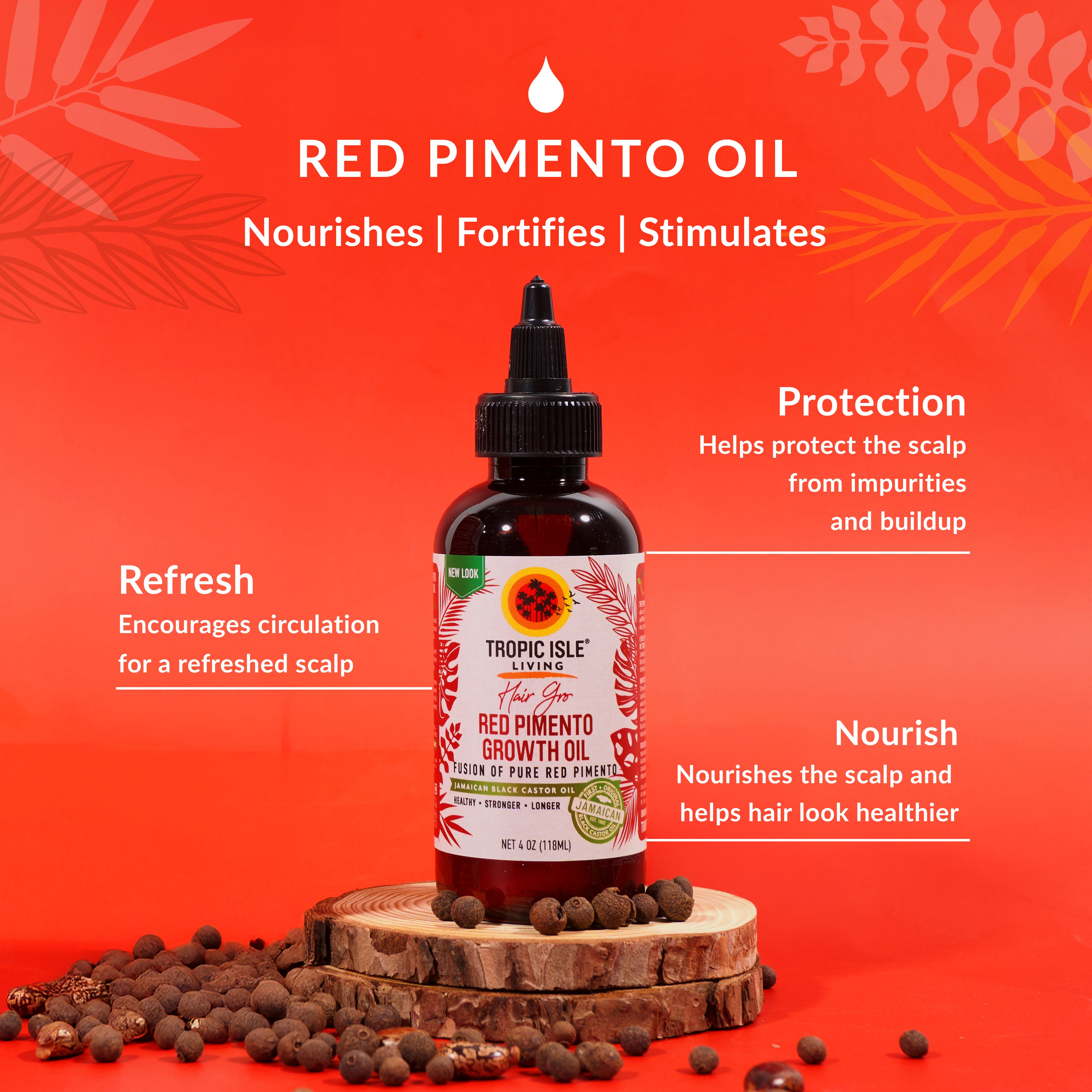 Strong Roots Red Pimento Hair Growth Oil 4oz | Tropic Isle Living