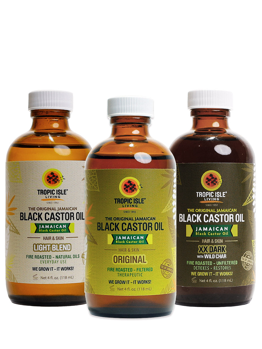 Tropic Isle Living TRILOGY Jamaican Black Castor Oil 4oz Bundle
