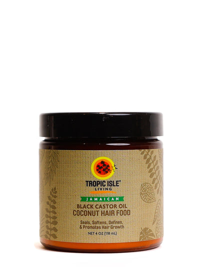 Tropic Isle Living Coconut Jamaican Black Castor Oil Hair Food 4oz adds moisture to hair and prevents split ends, dry scalp.
