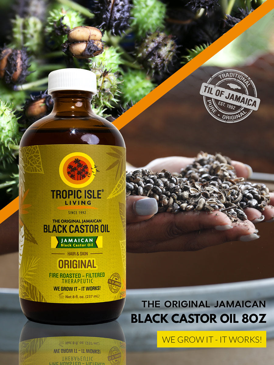 Tropical Living Jamaican Black Castor Oil 8oz. 100% natural, plant-based for hair and skin.
