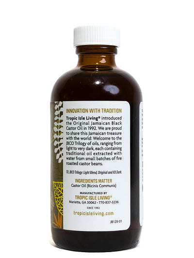 Tropic Isle Living Jamaican Black Castor Oil XX Dark 4oz is fire-roasted with water and no char filtration. RIGHT