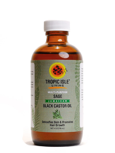 Tropic Isle Living Sage Jamaican Black Castor Oil 4oz detoxifies Skin and promotes hair growth.