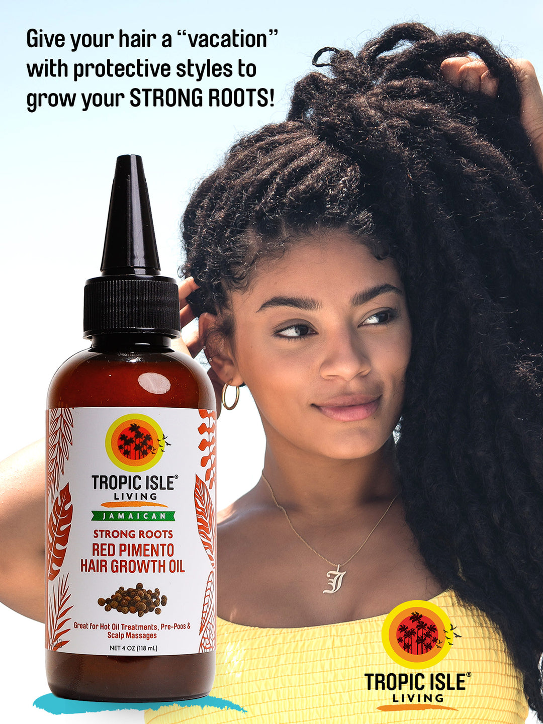 Tropic Isle Living Strong Roots Red Pimento Hair Growth Oil 4oz for protective styles